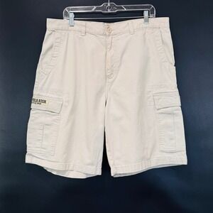 US Polo Assn Cargo Shorts Mens 36 Tan Khaki Cotton Twill Utility Casual Outdoor